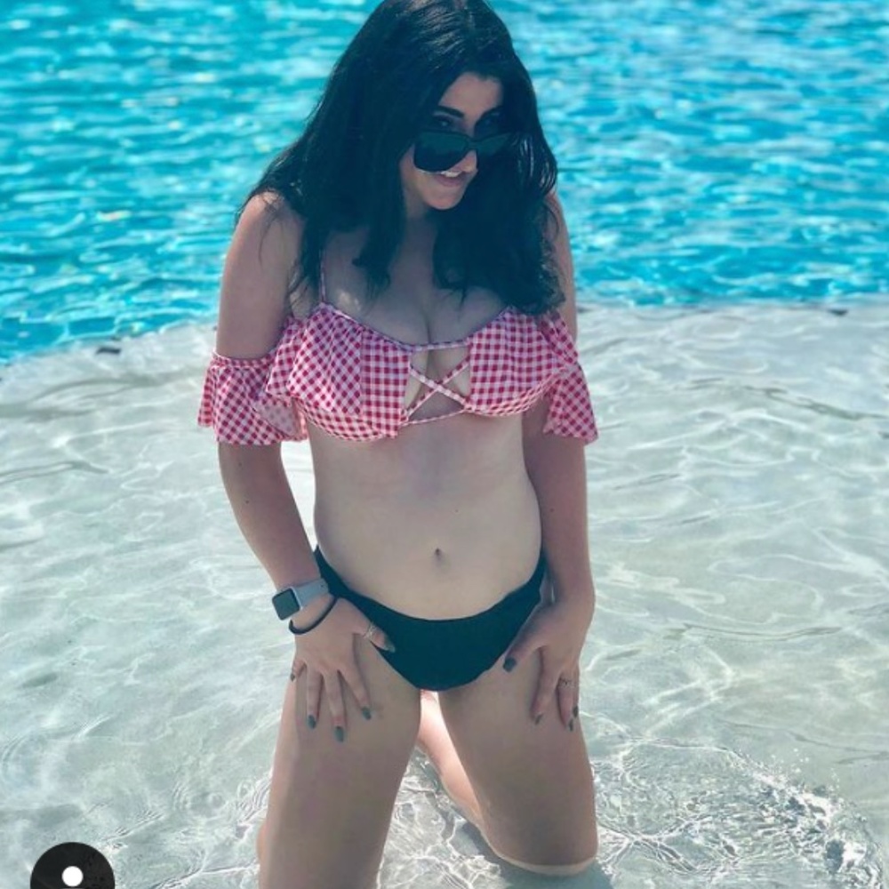 Gingham Print Bikini Top